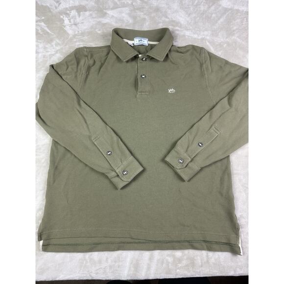 Southern Tide Skipjack Polo Long Sleeves Size L 40 Olive Green - Picture 1 of 7